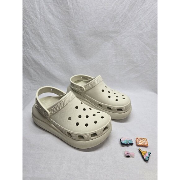 CROCS Classic Crush Clog Bone Tan Slip On Platform Sandal Women's Size 7/ Mens 5 - Picture 1 of 16